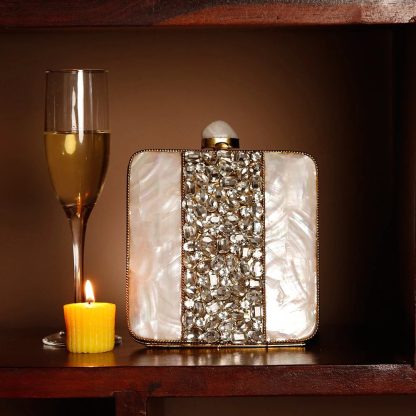 Silver and diamond mother-of-pearl evening bag - Image 5