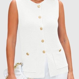 White Knit Sleeveless Vest