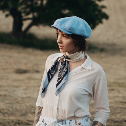 Fresh light blue linen newsboy cap - Image 7