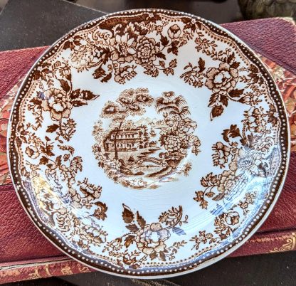 Brown glaze pastoral bone china cup and saucer set - Image 2