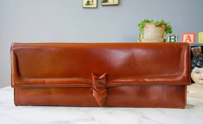 Vintage brown oil leather long clutch - Image 4