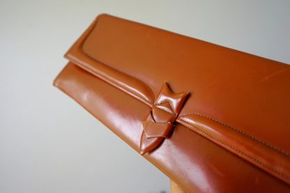 Vintage brown oil leather long clutch - Image 3