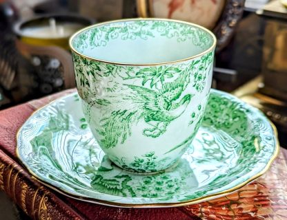 Green glaze peacock bone china cup and saucer set - Image 5