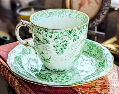 Green glaze peacock bone china cup and saucer set - Image 4