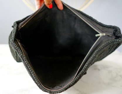 Vintage Black Geometric Braided Clutch - Image 6