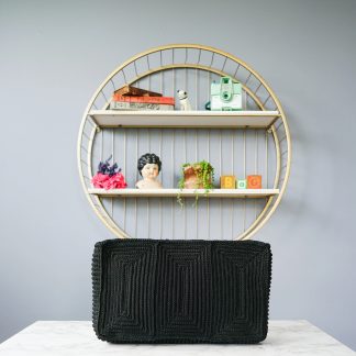 Vintage Black Geometric Braided Clutch