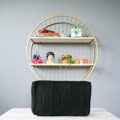 Vintage Black Geometric Braided Clutch