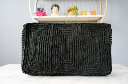 Vintage Black Geometric Braided Clutch - Image 4
