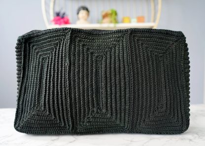 Vintage Black Geometric Braided Clutch - Image 2