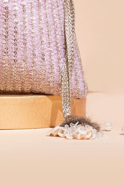 Lilac Galaxy Embroidered Drawstring Handbag - Image 6