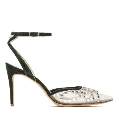 Midnight Star Garden Velvet Rhinestone Stiletto Sandals - Image 2