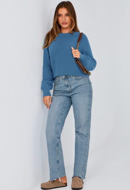 Blue crew neck loose knit sweater - Image 6