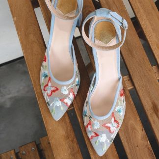 Summer Flower Butterfly Chunky Heel Sandals