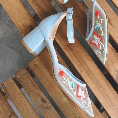 Summer Flower Butterfly Chunky Heel Sandals - Image 2