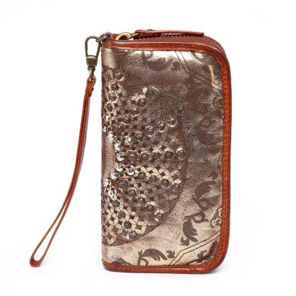 Ethnic style rivet shiny long wallet - Image 7