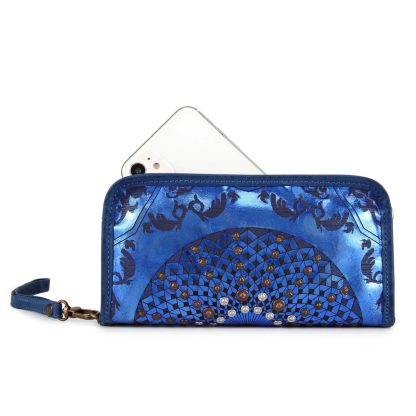Ethnic style rivet shiny long wallet - Image 4