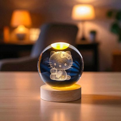 Carved crystal Hello Kitty night light ornament