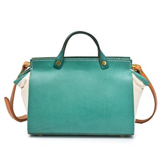 Vintage contrasting leather and canvas handbag