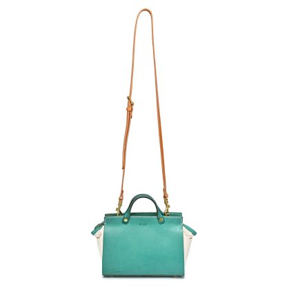 Vintage contrasting leather and canvas handbag - Image 8