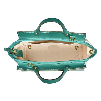 Vintage contrasting leather and canvas handbag - Image 7