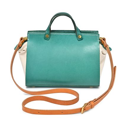 Vintage contrasting leather and canvas handbag - Image 6