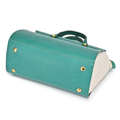 Vintage contrasting leather and canvas handbag - Image 5