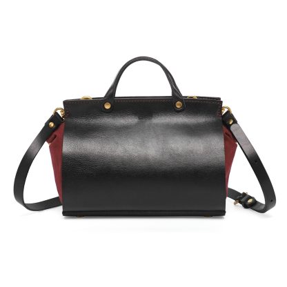Vintage contrasting leather and canvas handbag - Image 3