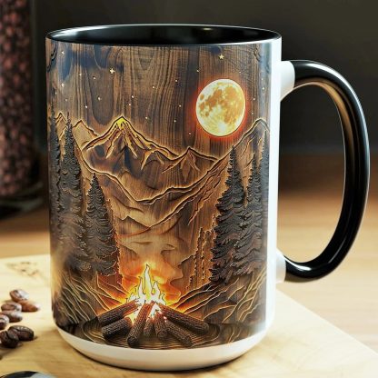 Moonlit volcanic forest embossed mug - Image 3