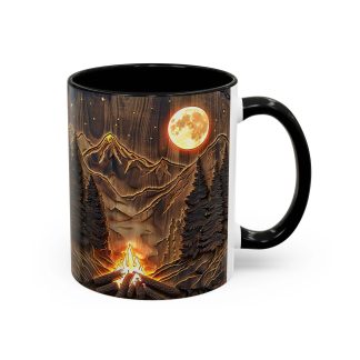 Moonlit volcanic forest embossed mug