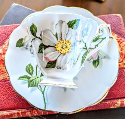 Hand-painted white camellia tea cup