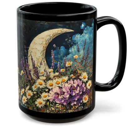 Moonlit Flower Black Glaze Mug - Image 10
