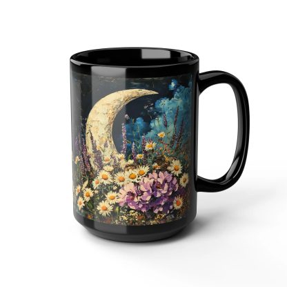 Moonlit Flower Black Glaze Mug - Image 9