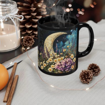 Moonlit Flower Black Glaze Mug - Image 7