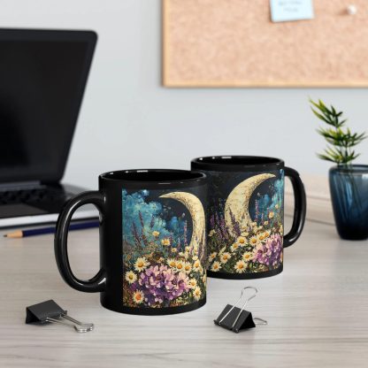 Moonlit Flower Black Glaze Mug - Image 5