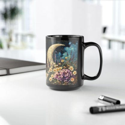 Moonlit Flower Black Glaze Mug - Image 4