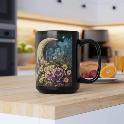 Moonlit Flower Black Glaze Mug - Image 3
