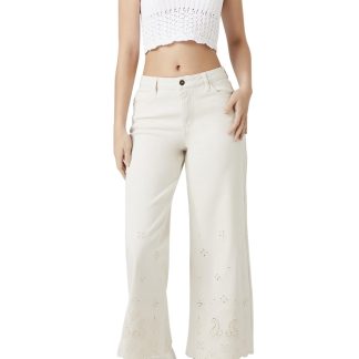 French retro petal-edge high-waist casual pants