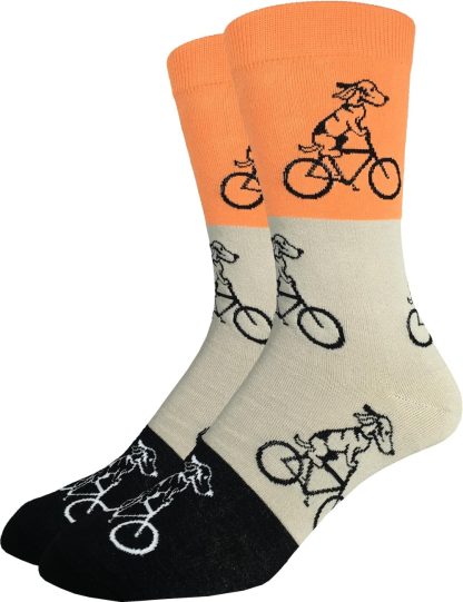 Dog cycling themed contrasting color fun socks - Image 4