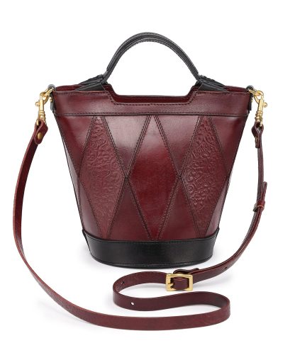 Diamond embossed top-grain cowhide bucket bag - Image 9