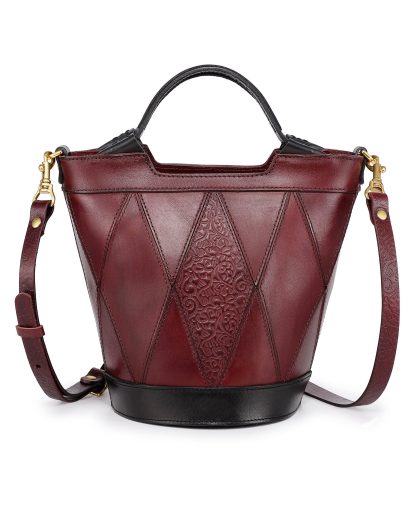 Diamond embossed top-grain cowhide bucket bag - Image 8