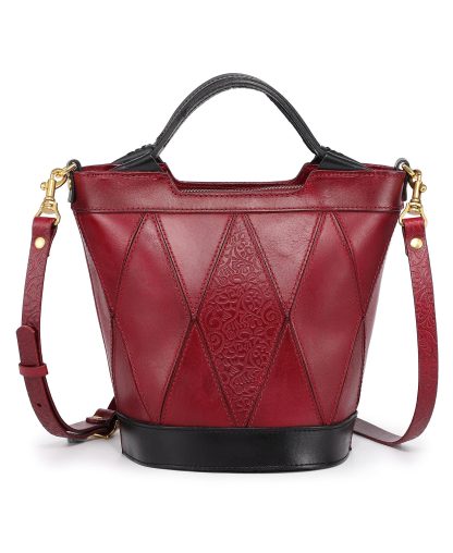 Diamond embossed top-grain cowhide bucket bag - Image 7