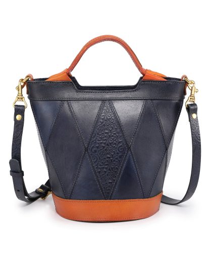 Diamond embossed top-grain cowhide bucket bag - Image 5
