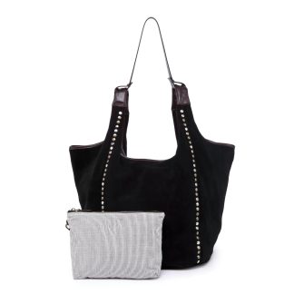 Suede studded tote bag