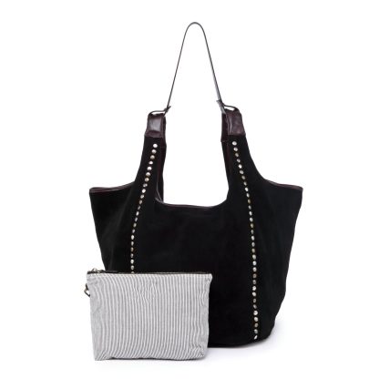 Suede studded tote bag