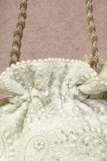 French lace pearl drawstring bag - Image 4