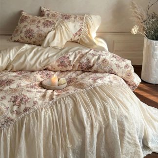 French palace retro lace floral bedding four-piece set