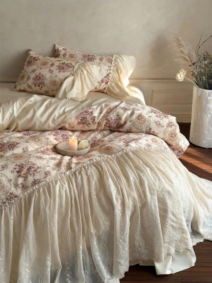 French palace retro lace floral bedding four-piece set