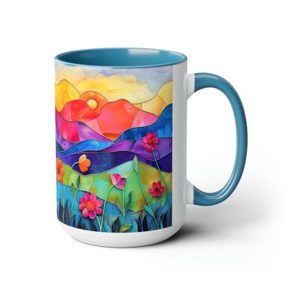 Colored glass sunrise flower mug