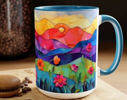 Colored glass sunrise flower mug - Image 4
