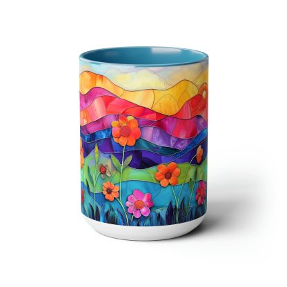 Colored glass sunrise flower mug - Image 2